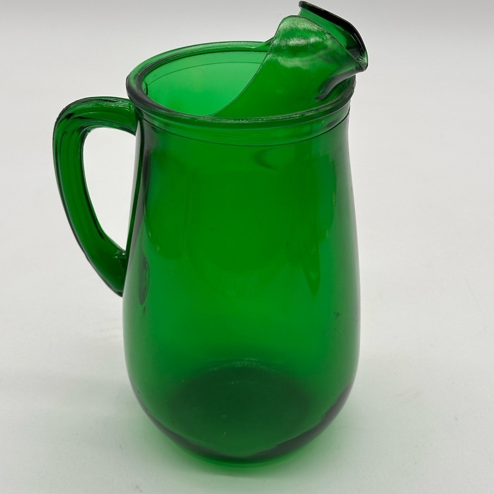 Vintage Emerald Green 8" Glass Pitcher